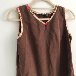 V-Neck Silk and Linen Blend Sleeveless Blouse